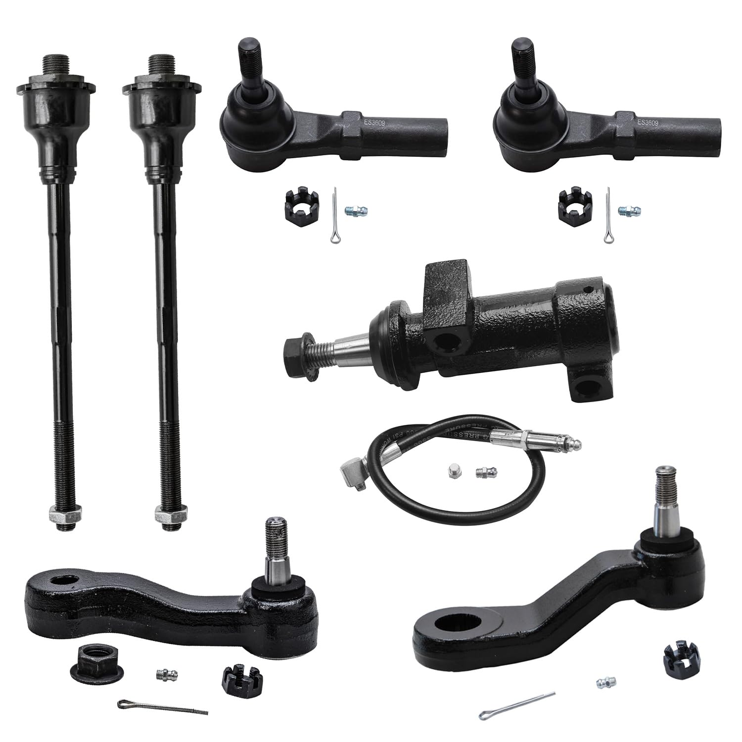 Detroit Axle - Front 7pc Suspension Kit for Chevrolet Silverado Sierra GMC Avalanche Suburban Yukon XL 1500 2500 3500 HD, 4 Tie Rods 1 Idler Arm 1 Pitman Arm 1 Idler Bracket Pivot Replacement