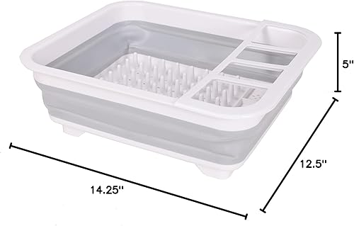 Miniatura 10 de J&V TEXTILES Escurridor plegable para platos  emergente para un fácil almacenamiento, drena el agua directamente en el fregadero, espacio para ocho