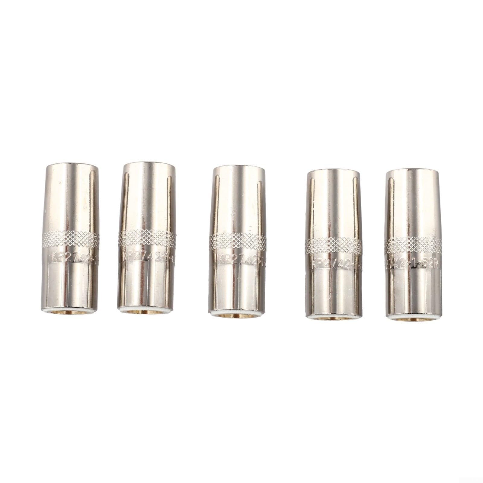 KP2742-1-62R MIG Ugello gas 5/8" per saldatura filettata PRO 250L 300L 350A per punta della torcia in rame, confezione da 5 pezzi per ricambio