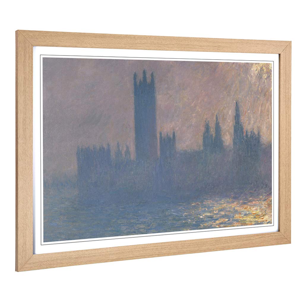 Big Box Art Framed Print of Claude Monet Houses of Parliment Design | Wall Art Picture | Home Decor for Kitchen, Living Room, Bedroom, Hallway, Oak, A2 / 24.5x18 Inch / 62x45cm
