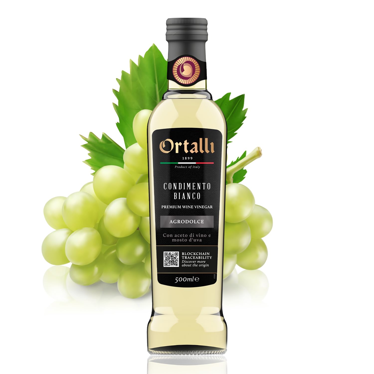 Ortalli – Weißer Aceto Balsamico di Modena | Dichte 1,10 | Ideal für Salate, Fleisch und Fisch | 500 ml