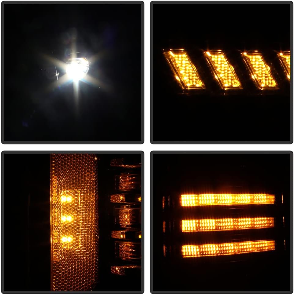 ACANII - For 2018-2020 Ford F150 Black Amber LED Tube Sequential Signal LED Projector Headlights Headlights Left+Right