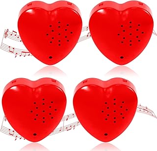 4 Pack 60 Seconds Voice Recorder for Stuffed Animal Heart Red Push Button Heart Sound Recorder Recordable Device for Toy Plush Bear Doll Voice Message Recording Valentine's Day
