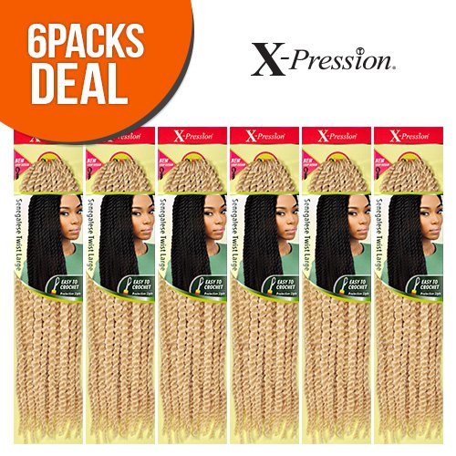 Outre Synthetic Hair Crochet Braids X-Pression Braid Senegalese Twist Large [18"] (6-Pack, 1B)