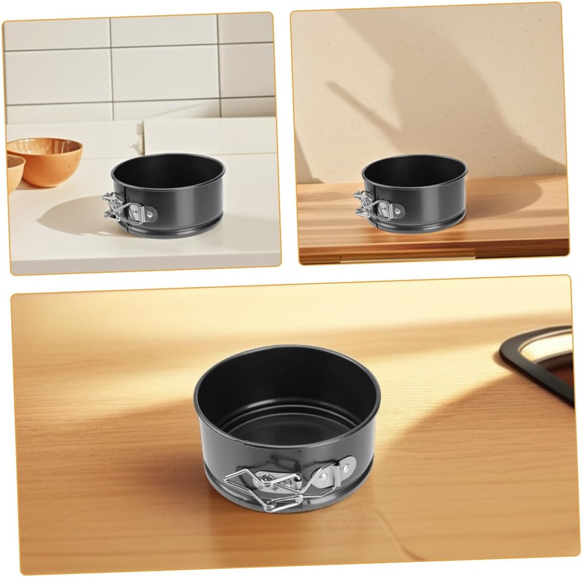 4pcs Mini Round Cake Nonstick Springform Pans with Removable Bottom Leakproof Seal for Baking Cheesecakes Pies Quiches and Small Desserts