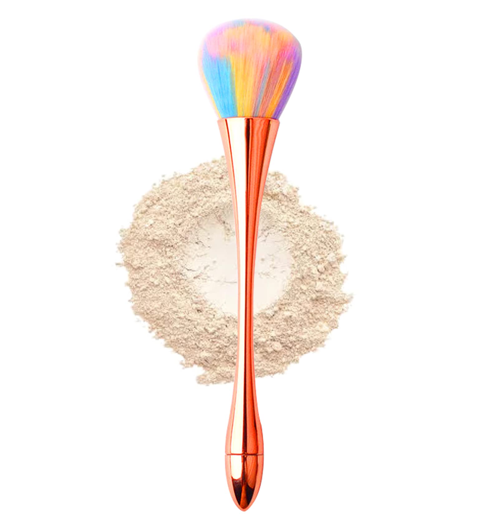 Large Powder Mineral Brush Nail Art Dust Brush Foundation Makeup Brush Powder Brush and Blush Brush for Daily Makeup (Golden mixed hair)