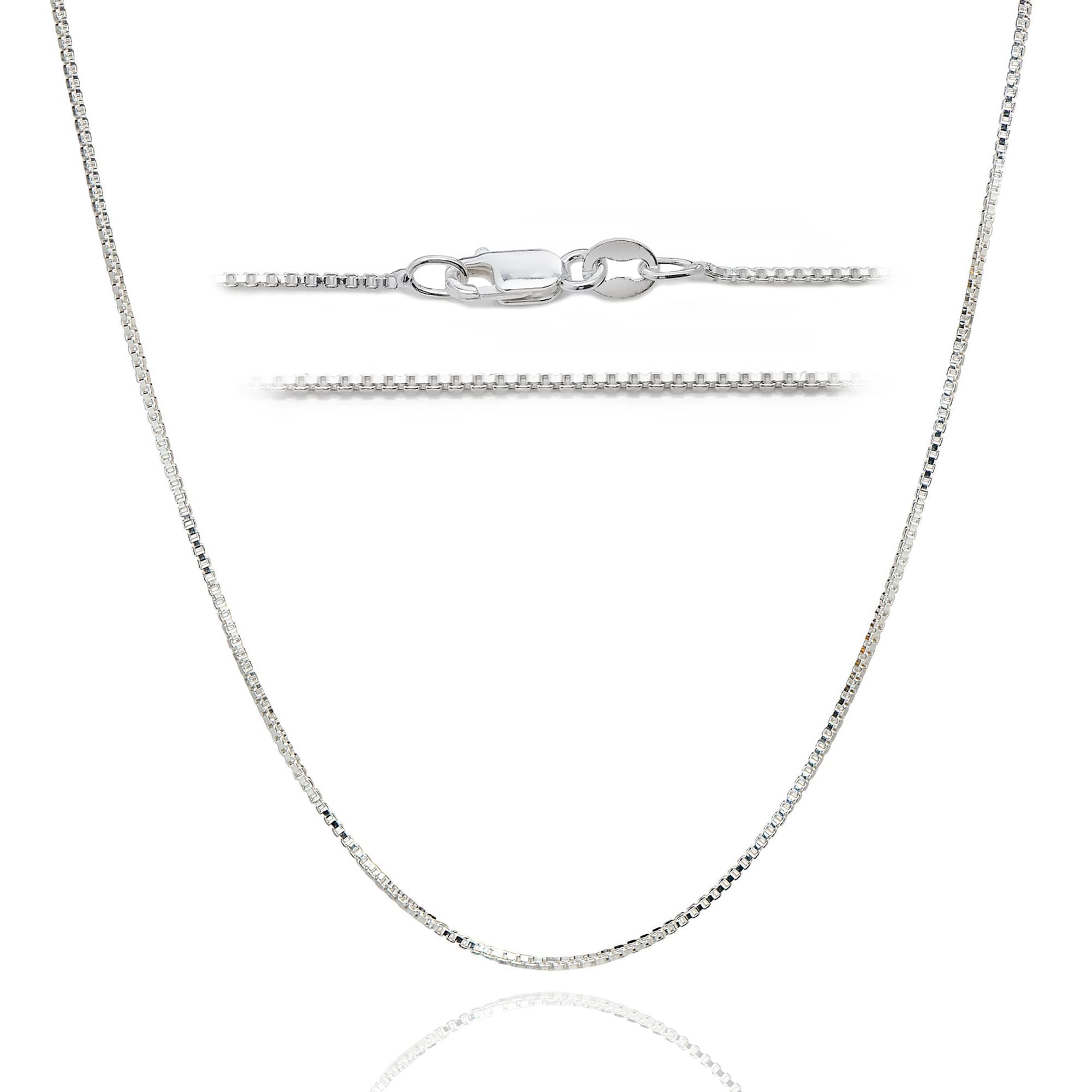 DSS 925 Sterling Silver Necklace for Women, Box Chain 0.8mm, Lobster Claw Clasps, Sterling Silver Chain, Italian Jewelry for Women, 16in - 30in