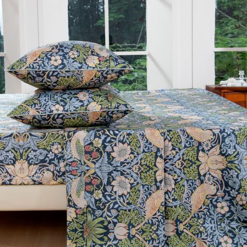 Image of FADFAY Cal King 100% Egyptian Cotton Sheets Set 4 Piece, Vintage Botanical Floral Bird Print, Luxury Soft Breathable Cooling Deep Pocket Bed Sheets, Hotel Quality Bedding for Hot Sleepers All Season