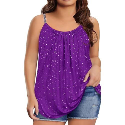 RITERA Women's Plus Size Tank Tops Flowy Tops Adjustable Strappy Loose Shirts XL-5XL