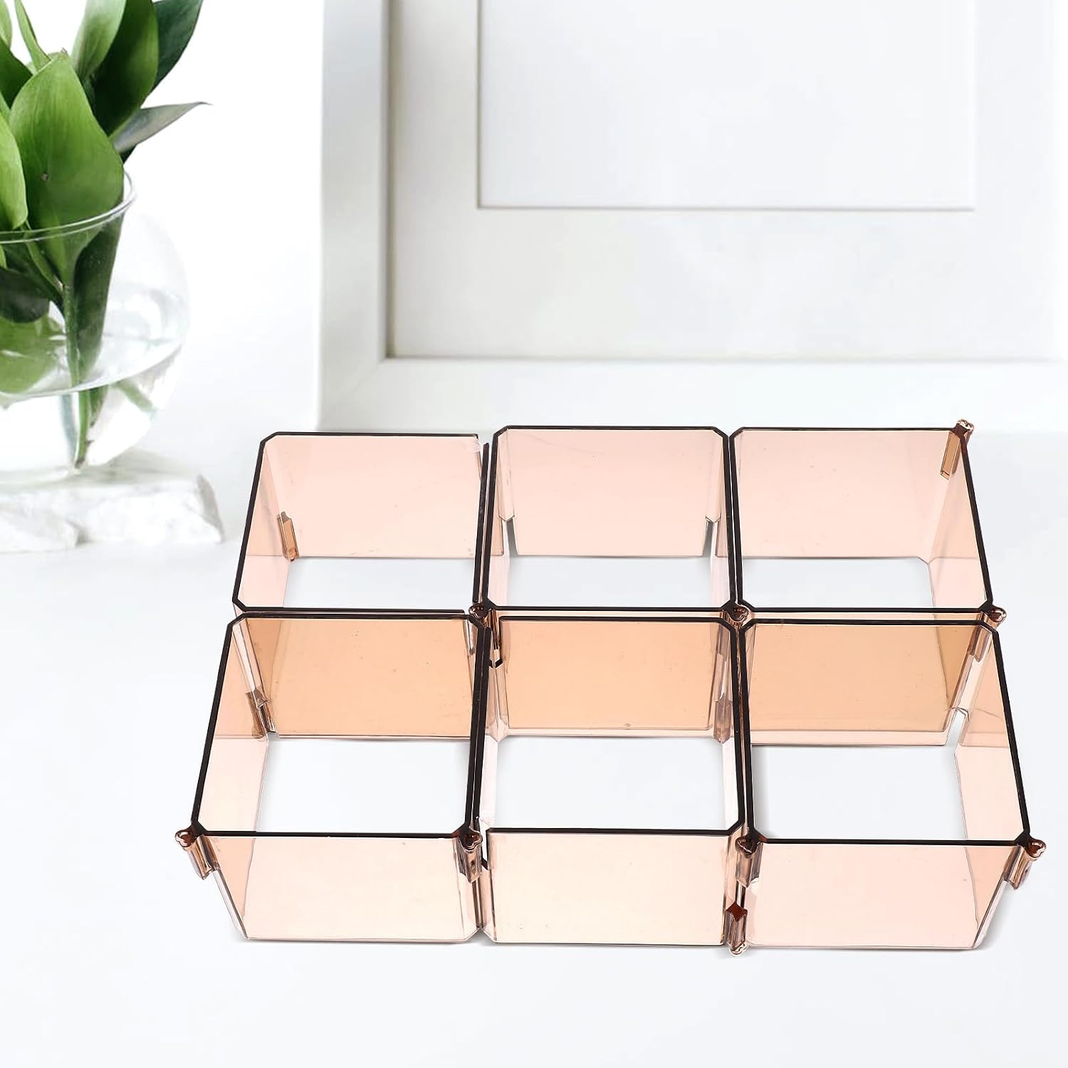 6pcs Lightweight Plastic Drawer Organizers with Honeycomb Divider Design, Compact Deep Drawer Separators for Vanity, Office, and Home Storage Solutions