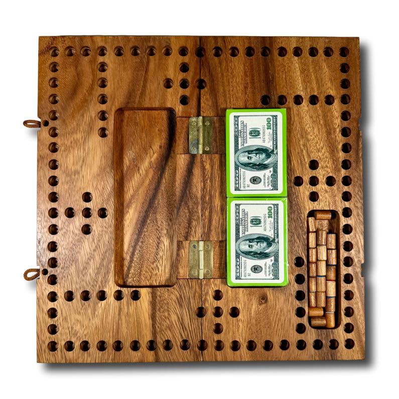 Personalized Pegs and Jokers Game  4-Player Wooden Board with Cards & Pegs