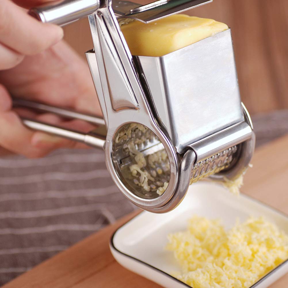 Râpe à fromage, râpe manuelle rotative en acier inoxydable, outil de cuisine à manivelle pour râper et déchiqueter facilement