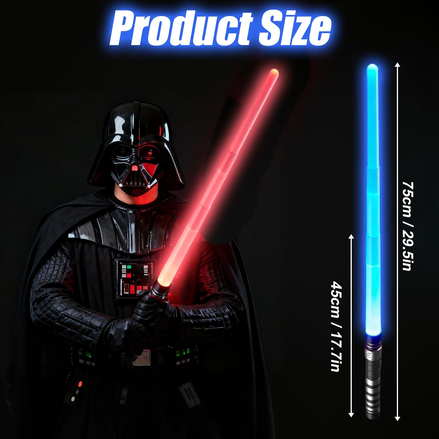 2Pcs Light Up Saber, Light Sabers for Kids with 7 Colors Blasting Flash, Telescopic Lightsaber Star Wars - Image 2