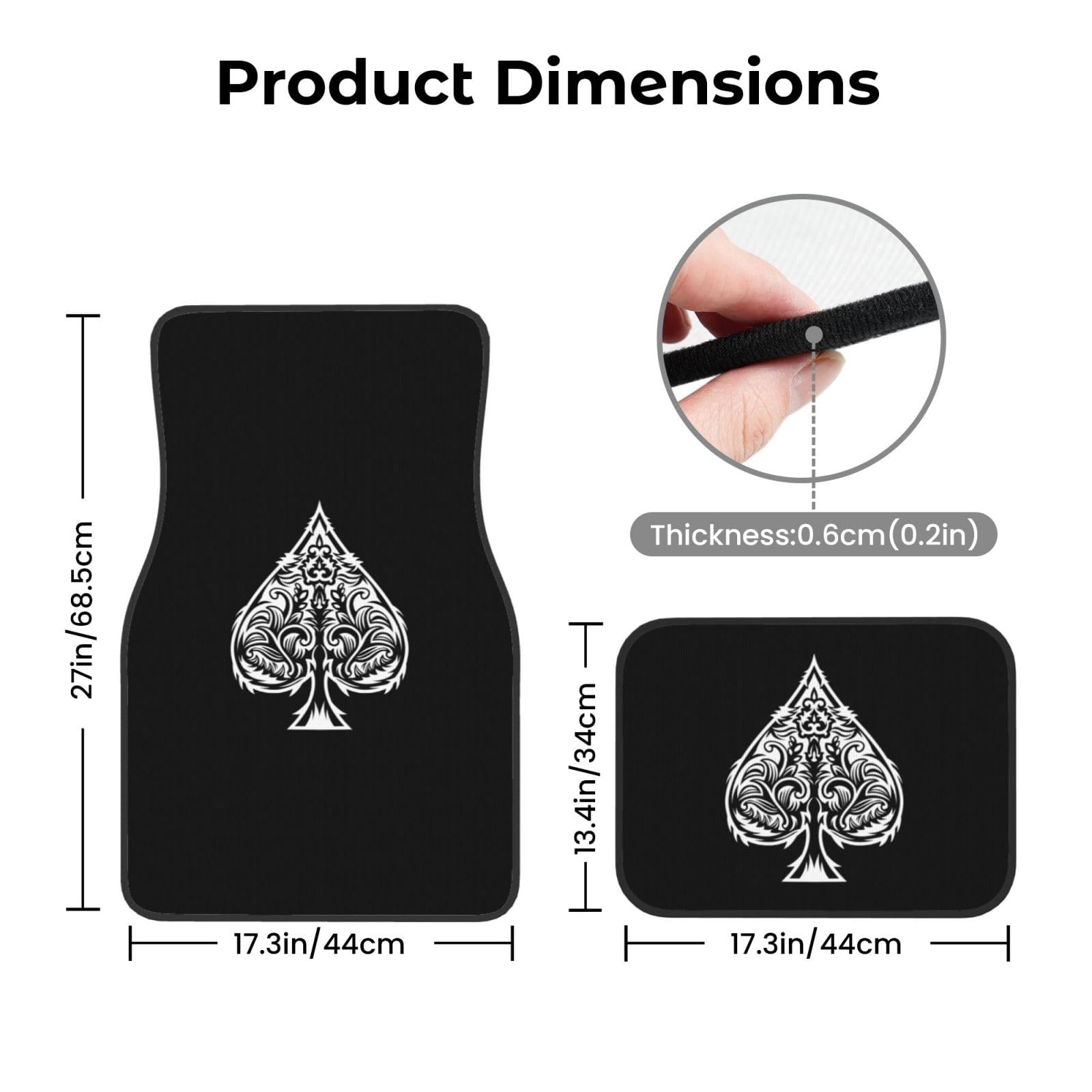 Poker Ace of Spades Floor Mats for Cars All-Weather Car Mats Fit Automotive Floor Mats for Cars Trucks — view 3
