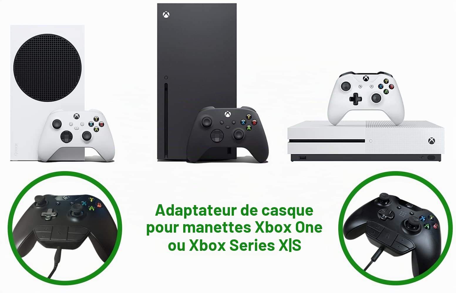 Plauduct Adaptateur de Casque Stéréo pour Xbox One/One S/Elite 1 et 2/Series X|S, Kit Audio pour Manette Xbox
