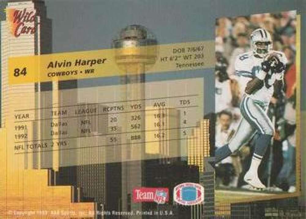 Amazon.com: 1993 Wild Card Football #84 Alvin Harper Dallas