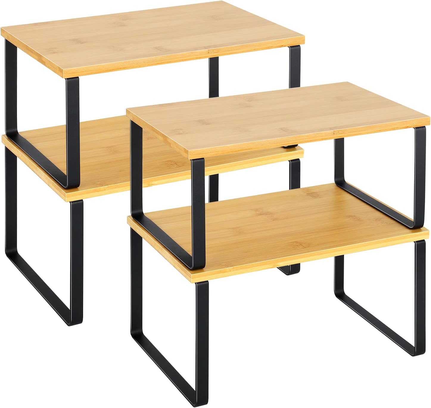 Kitchen Shelf Organizer Set of 4 Small Expandable Bamboo