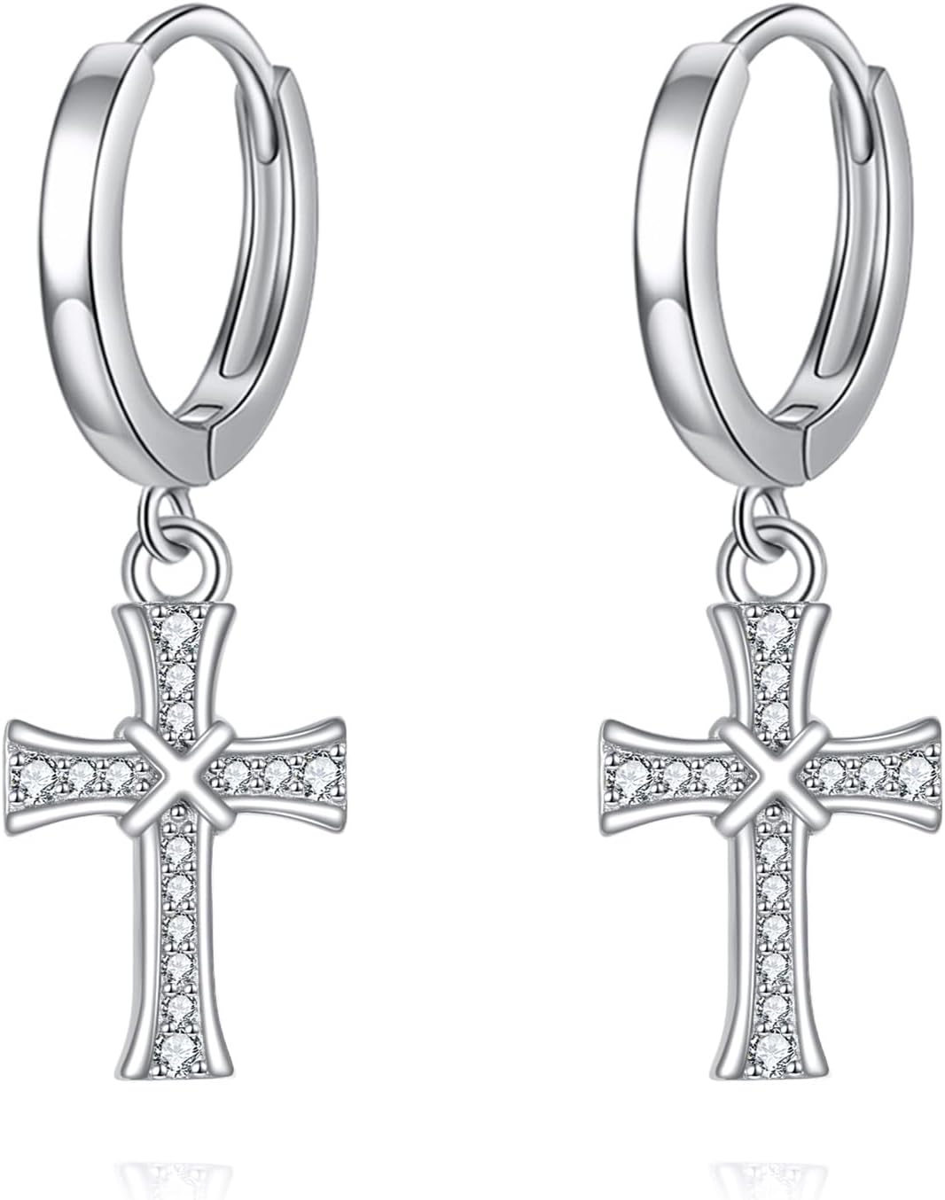 925 Sterling Silver Cross Hoop Earrings Dangle Drop Earrings Huggie Jewelry Birthday Gifts for Women