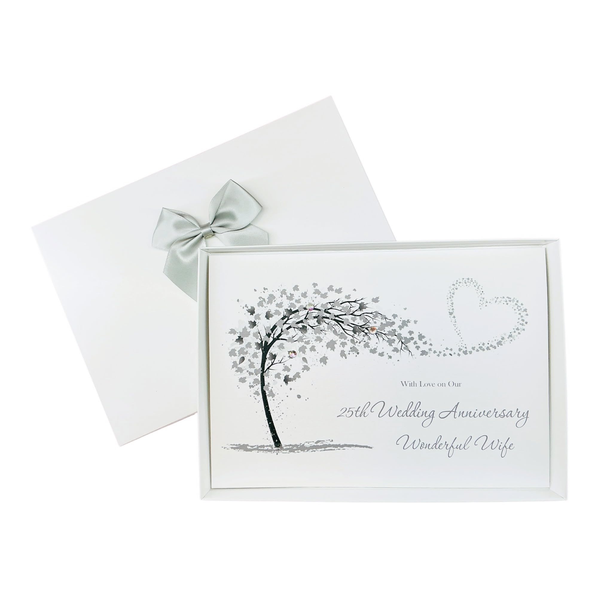 Wife 25th Wedding Anniversary Card Personalised Silver – SH 119