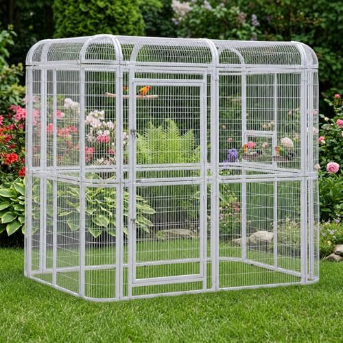 Walnest 87-Inch Heavy Duty Walk-in Bird Cage Large Outdoor Aviary Metal Birdcage with Stand 7.22x5.25x6.8ft Flight Space for Macaw Budgie Conure Lovebird Parakeet Cockatiel