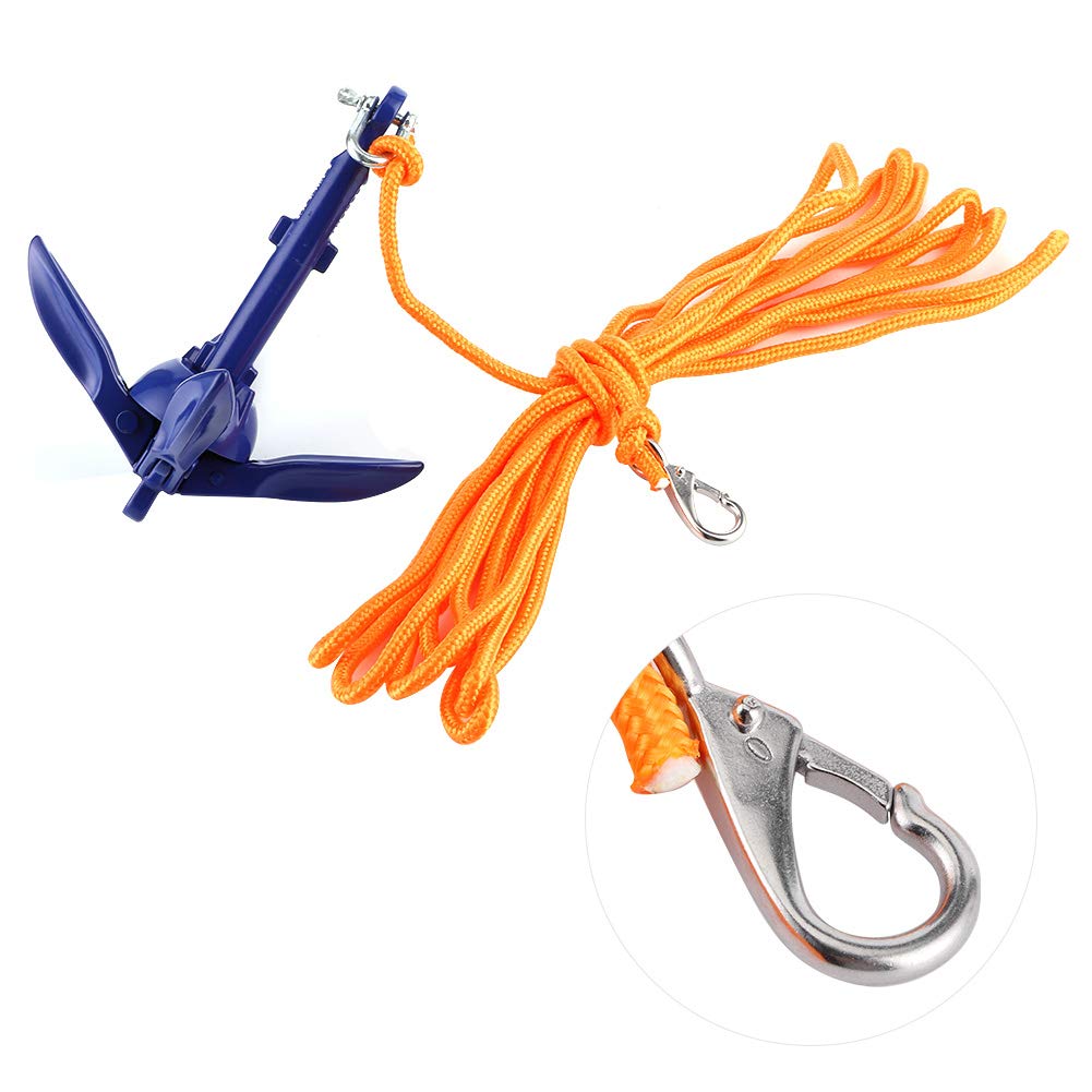VOBOR Marine Kit di Ancoraggio Pieghevole - Gancio per Corda di Ancoraggio in Lega di Alluminio a 4 Denti per Moto d'Acqua per Barche a Vela, Kayak, Gommoni, Moto d'Acqua, Canoe, Barche a Remi