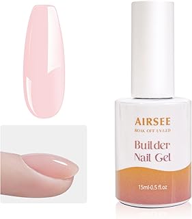 AIRSEE Builder Gel for Nails, 15ml Strengthener in a Bottle, Extension Hard Base, Soak Off Long Lasting UV Rhinestone Glue, Salon DIY Manicure Art Design - Sakura Pink-20