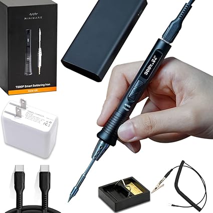 UY CHAN Upgraded Ts80 9V Type C Usb Original Digital Oled Programmable Pocket-Size Smart Mini Portable Soldering Iron Station Kit TS80 With D25 Tip + Power Supply