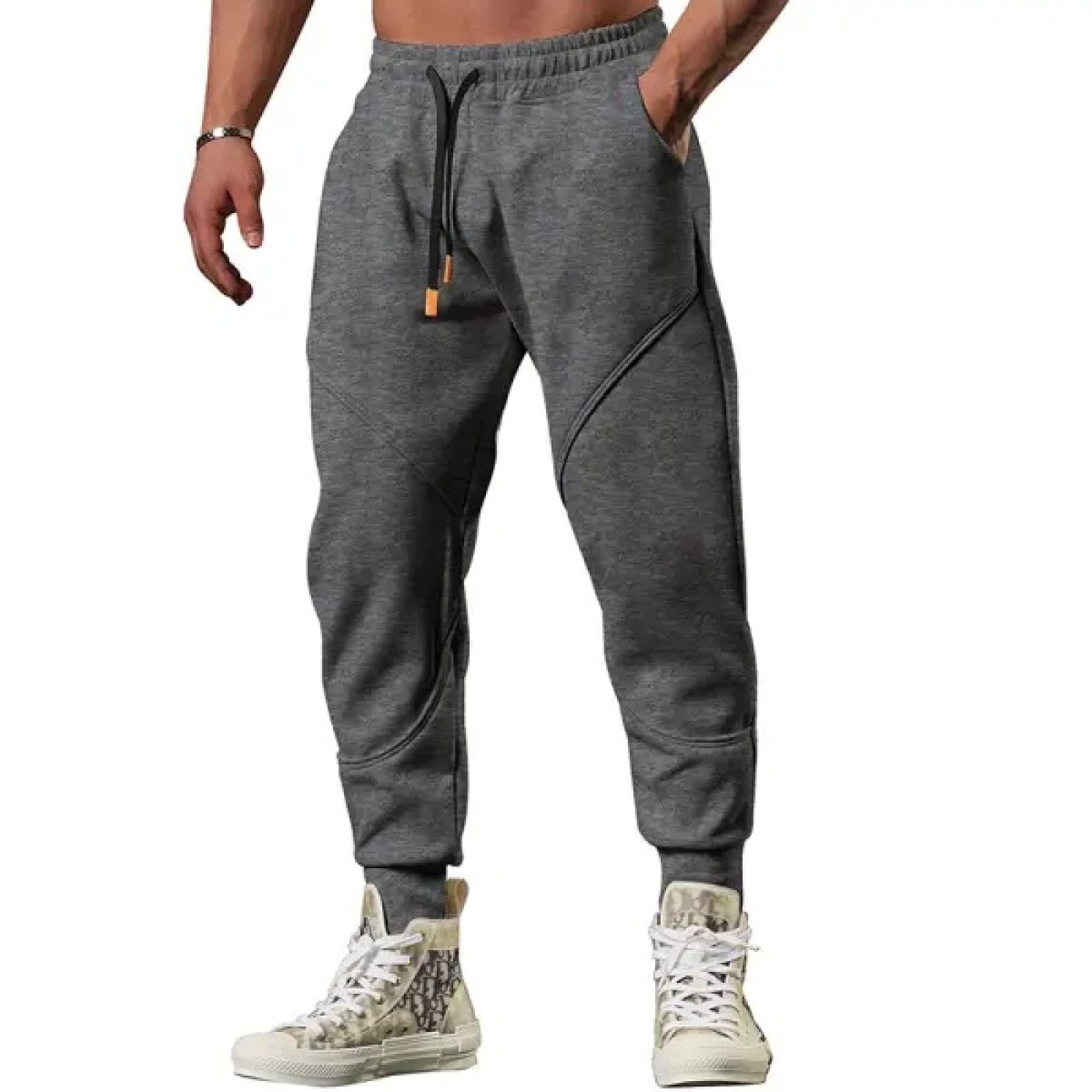 DTGPROMen's Sweatpants Elastic Waist Splicing Fitness Running Training Loose Casual Comfortable Beam Feet Trousers