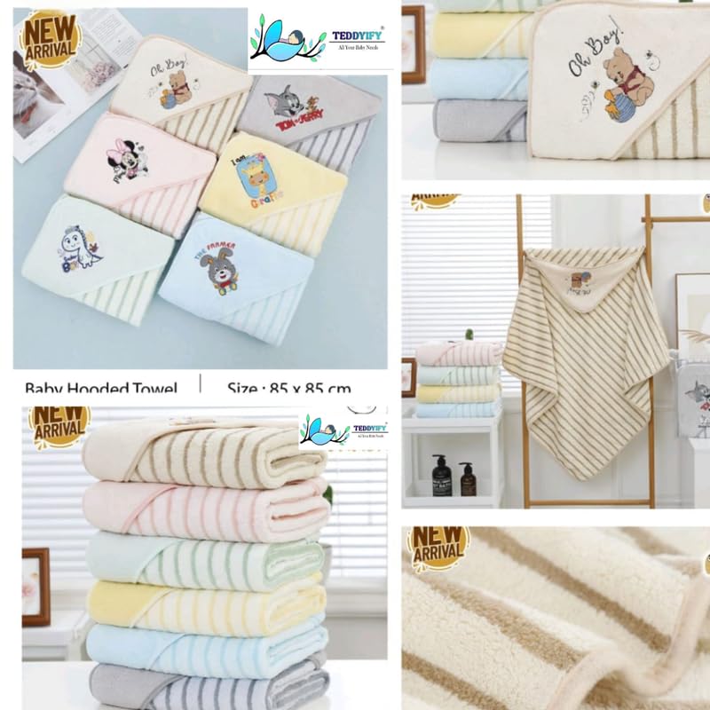 Image of Organic Cotton Hooded Baby Towels with Lining for Newborn, Infants and Toddlers - Soft |Breathable for Baby | Absorbent, Baby Bath Shower Gift- Set of 2