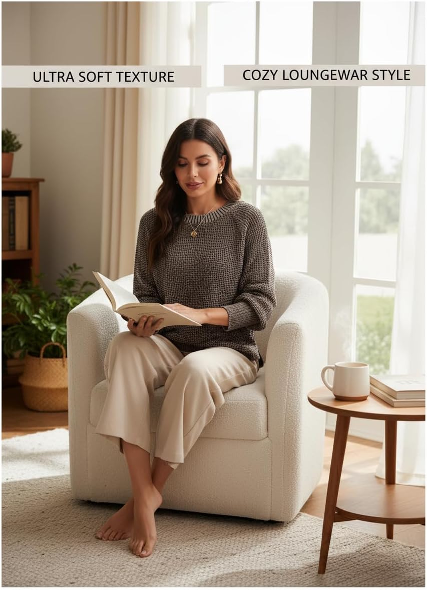 Dokotoo Womens Oversized Cozy Sweaters 2025 Long Sleeve Waffle Knit Casual Chunky Pullover Sweater Winter Clothes - Image 7