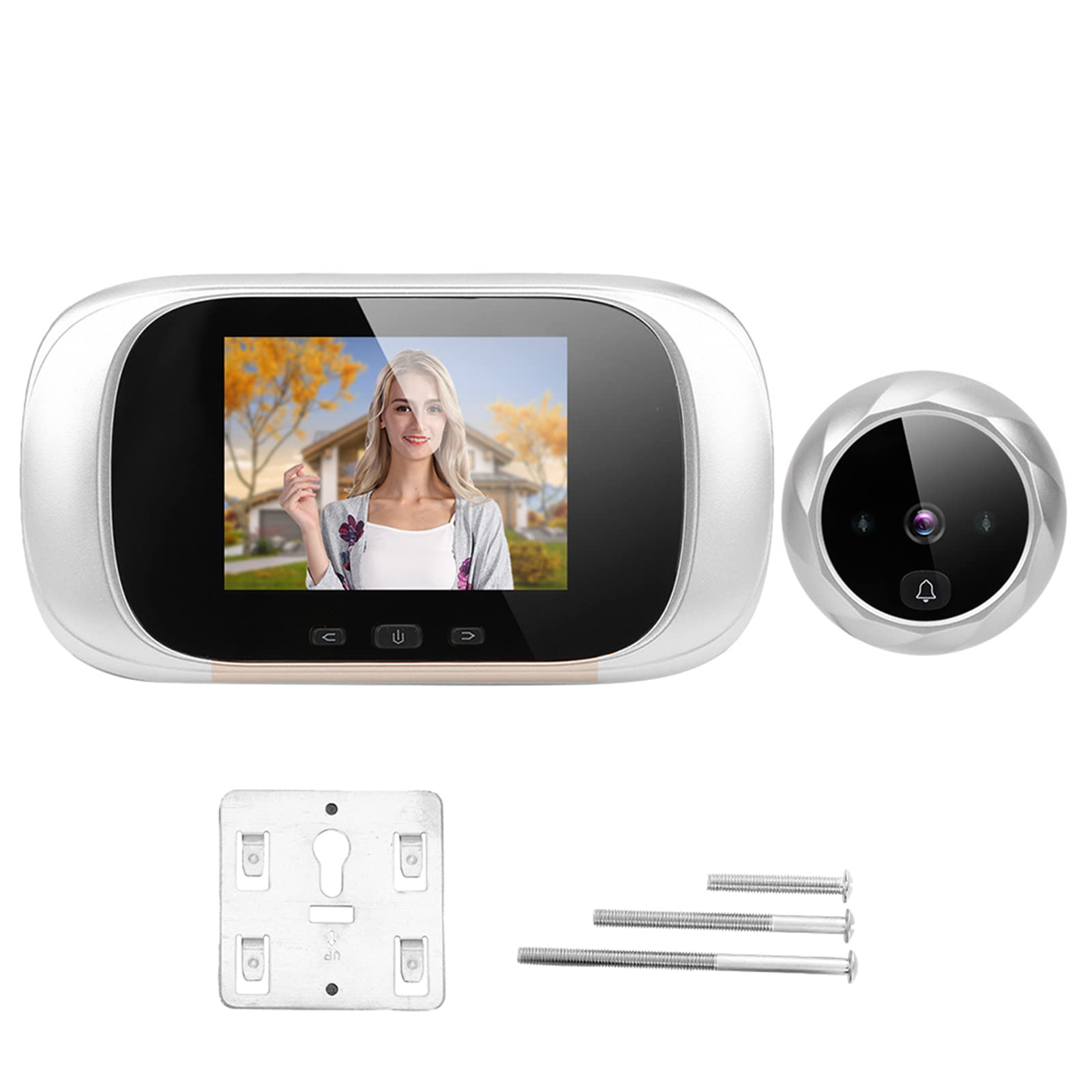 Cryfokt Spioncino Digitale TFT LCD 2,8 Pollici, Telecamera per Porta con Visione Notturna IR, Campanello Ding Dong e Memorizzazione Ciclica for Sicurezza Domestica (SILVER)