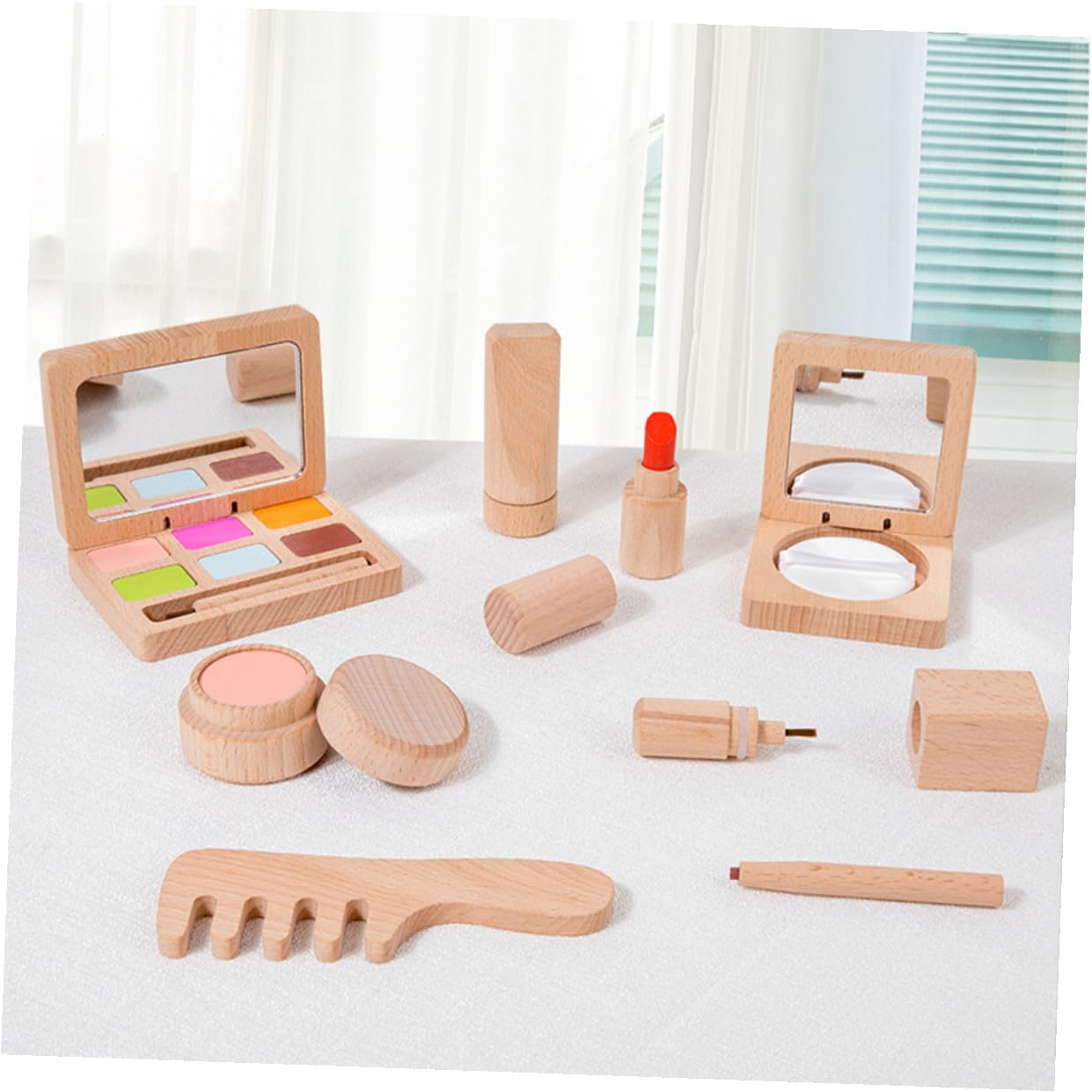 Mikinona Schminkspielzeug für Mädchen Holzspielset Kinder Schminkset Fördert Kreativität und Hand Augen Koordination für Weihnachten
