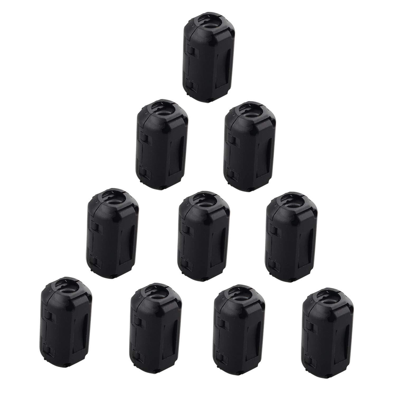 10pcs Clip on Ferrite Ring Core Anti-Interference High-Frequency Filter RFI EMI Noise Suppressor with 9mm Inner Diameter Ferrite Cable Clip Black