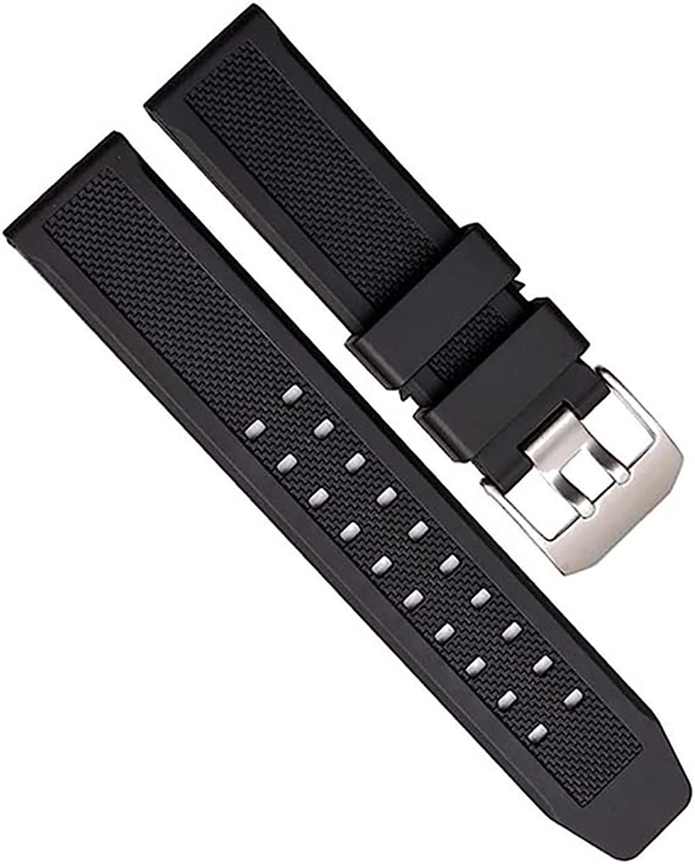 EwatchAccessories Replacement 22mm Black Resin Silicone Rubber Watch Band Strap With Stainless Steel Silver Buckle (B0C13NLMGQ) Amazon Price History, Amazon Price Tracker
