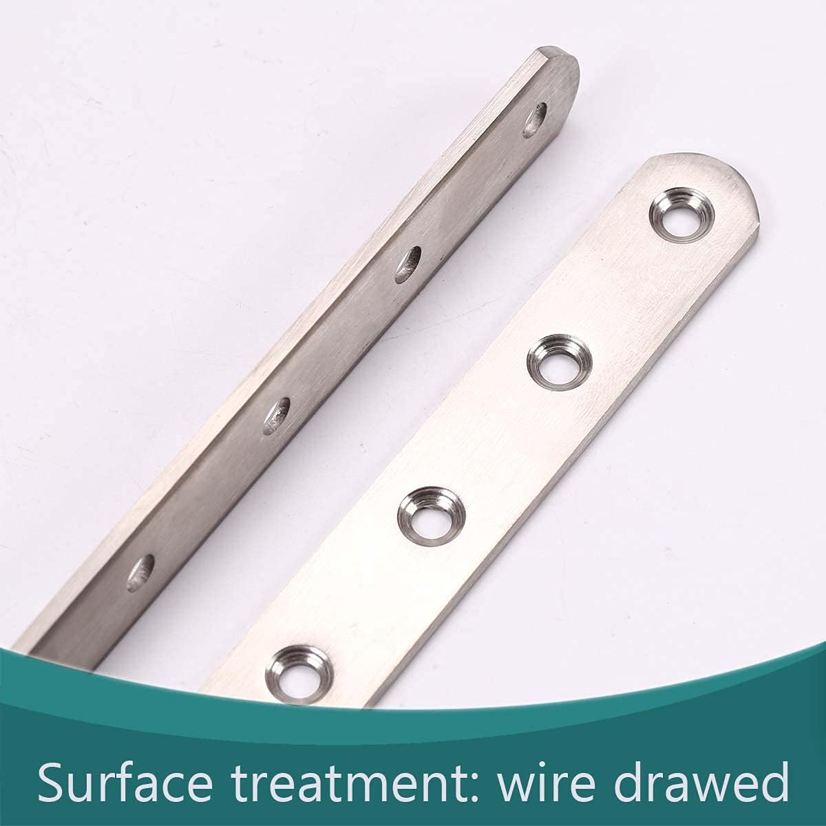 Bettomshin 4 PCS Flat Fixed Straight Bracket Repair Board 9.84" x 0.79"Brushed Stainless Steel Surface Connection Angle Bracket Gusset Plate