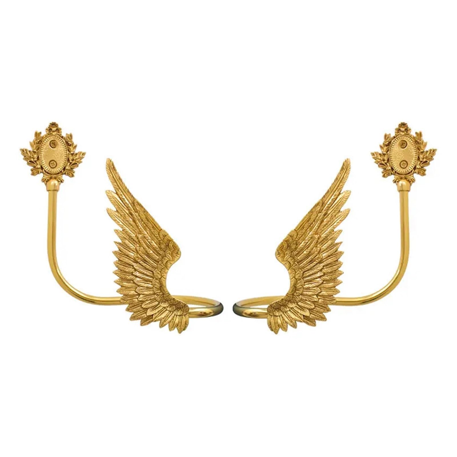 Brass Curtain Tieback Hook Creative Angel Wings Brass Pure Copper Curtain Hook Decorative Retro Wall(Pair of wings)