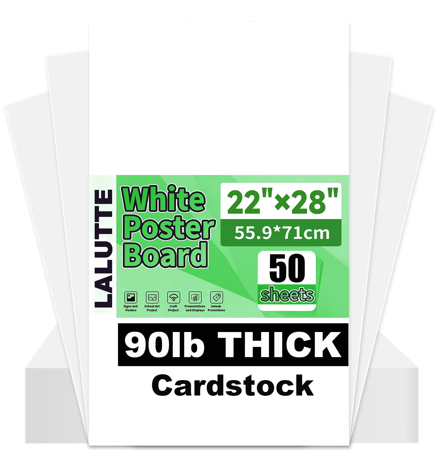 50Pcs White Poster Board 22"X28", 250 GSM Thickness Poster Paper, Glossy&amp; Matte Side Large Posterboard, Poster Board Bulk For School Arts Crafts,Project Presentations,Drawing,Office,Displays,Signs