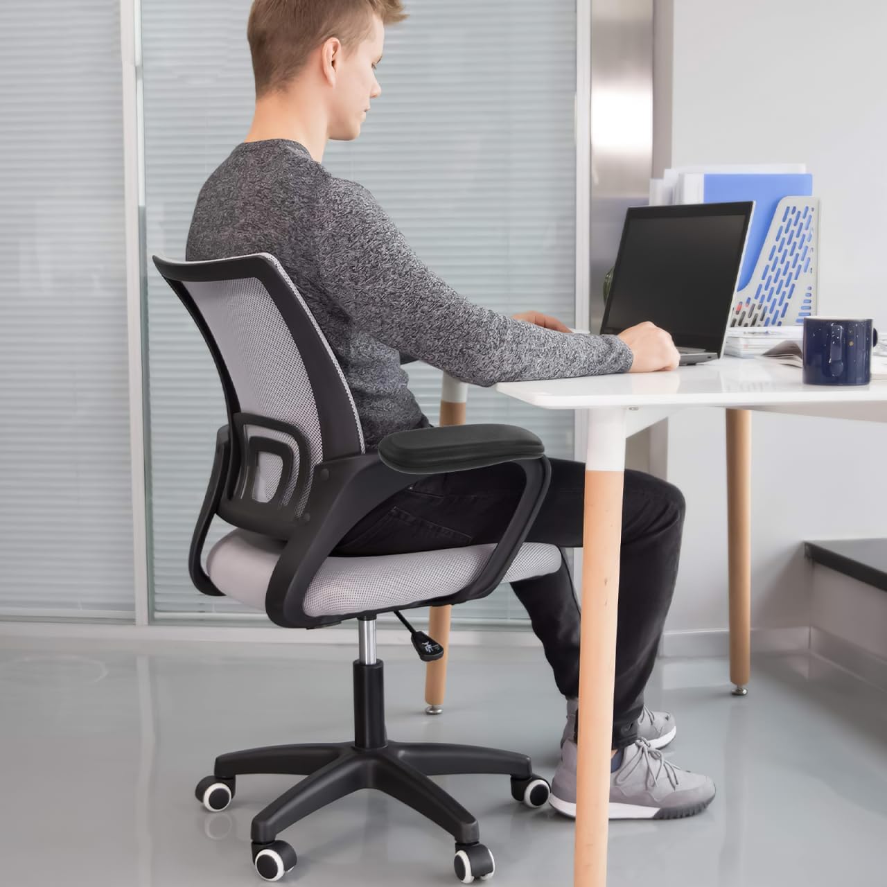 STOBOK Office Chair Armrest Cushions 2 Pack - Comfortable Armrest Covers for Desk and Gaming Chairs Non-Slip Soft Padding Universal Fit for Home and Office Use 9.44X3.07X0.98In