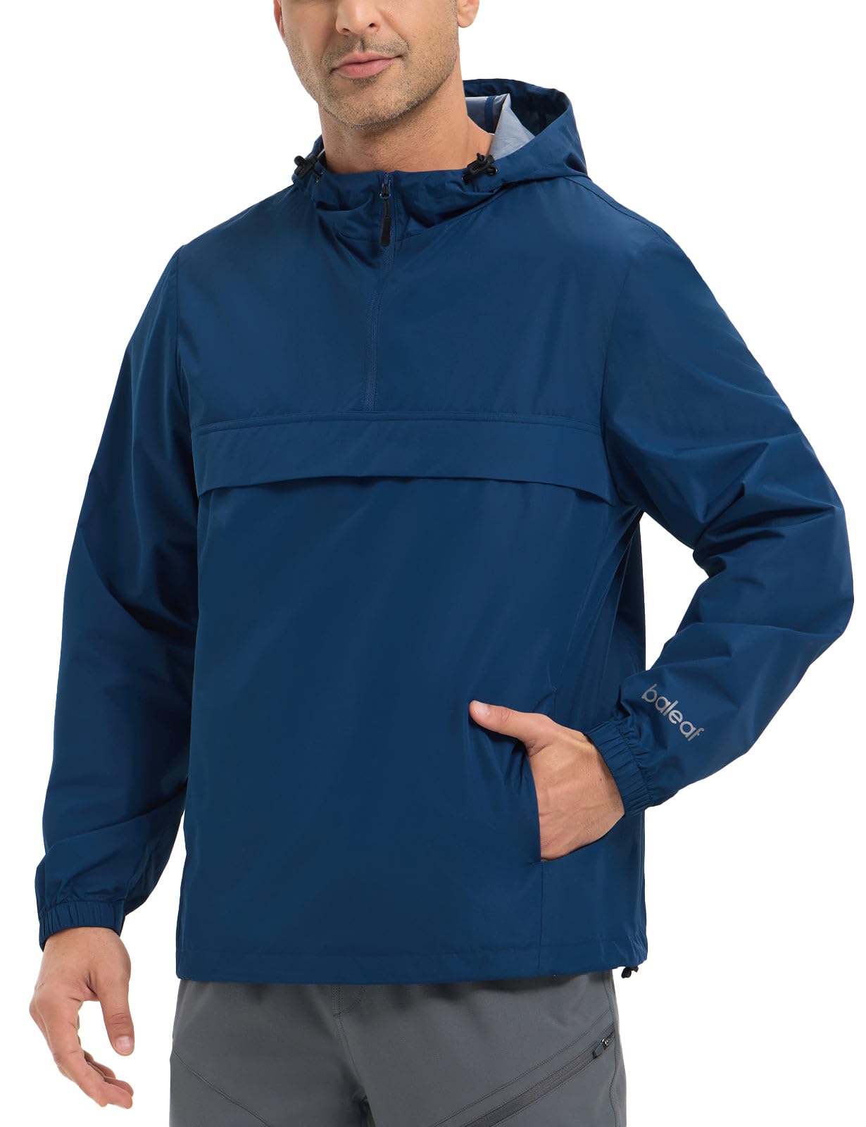 baleaf Chubasquero para hombre, cortavientos, impermeable, chaqueta de ciclismo con capucha, plegable, ligera, cortavientos, transpirable, para senderismo, ciclismo