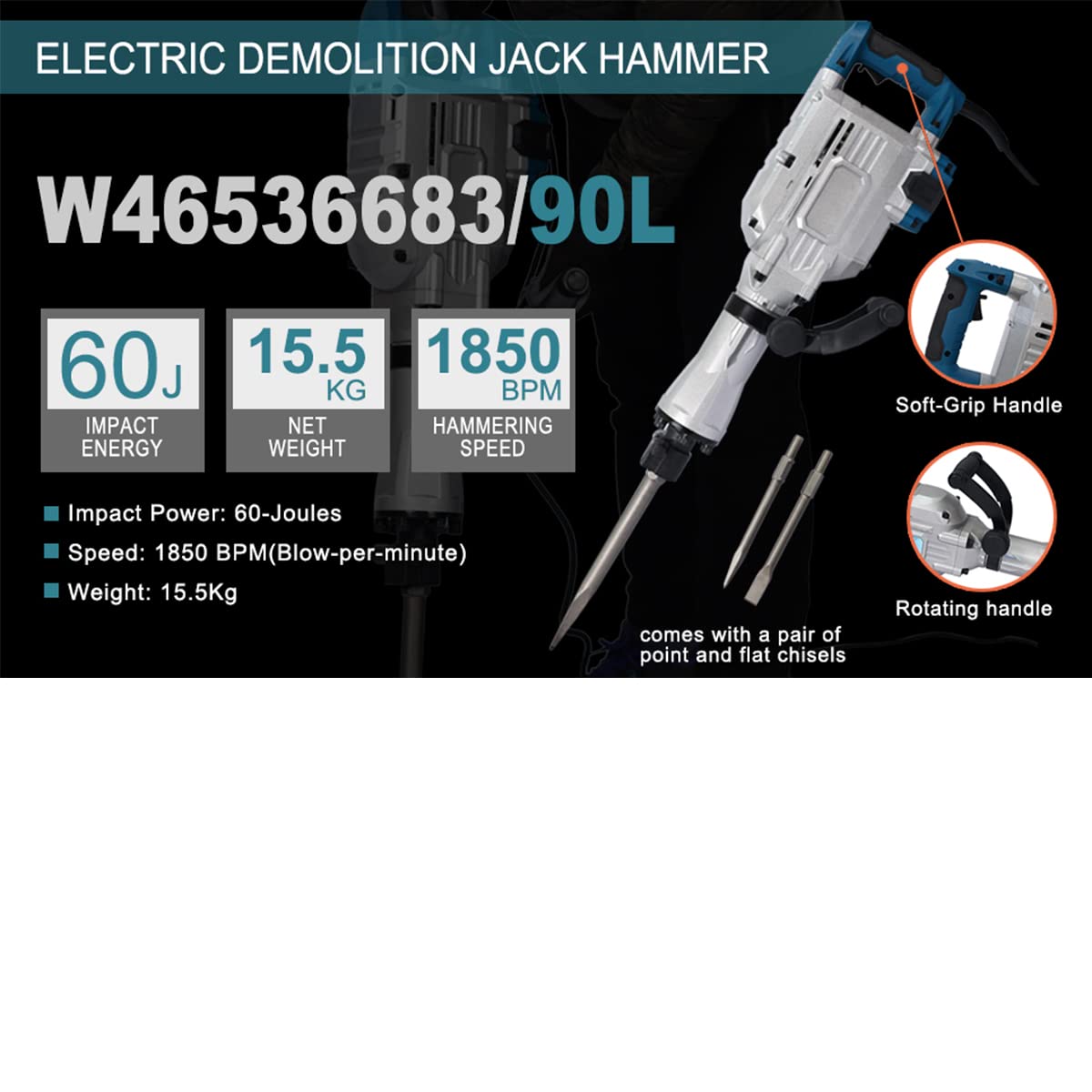 Amazon.com: 1700W Electric Demolition Jack Hammer, 1-1/8