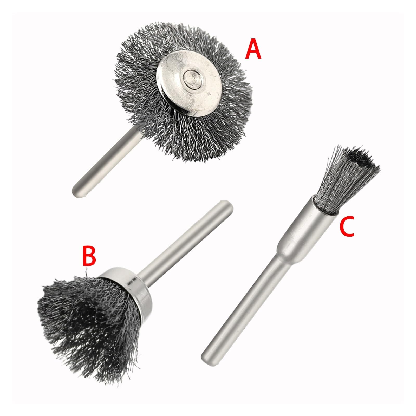 Set di tazze for spazzole metalliche, confezione da 10, for trapano, codolo esagonale 1/4 pollice, acciaio al carbonio grossolano 0,012, ondulato Adatto per lucidatura e levigatura(Type-B 5PCS)