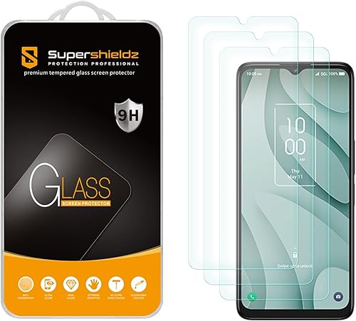 Supershieldz Protector de pantalla de vidrio templado diseñado para TCL 40 X 5G / TCL 40 XE 5G, antiarañazos, sin burbujas