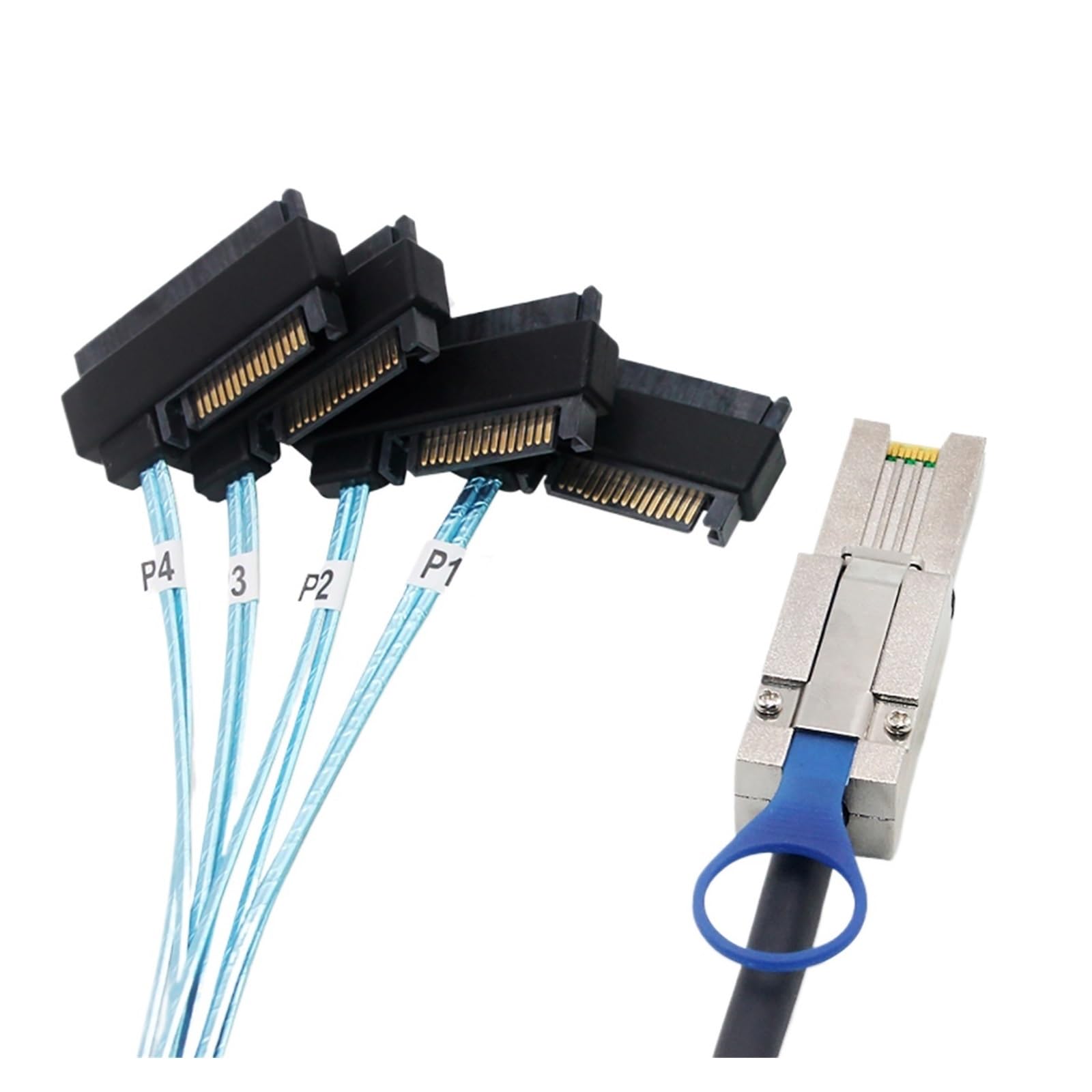 Câble adaptateur pour serveur de données MI NI S*A*S HD SFF-8088 26P mâle vers 4X S*A*S SFF-8482 avec SATA mâle 15P 0,5 m