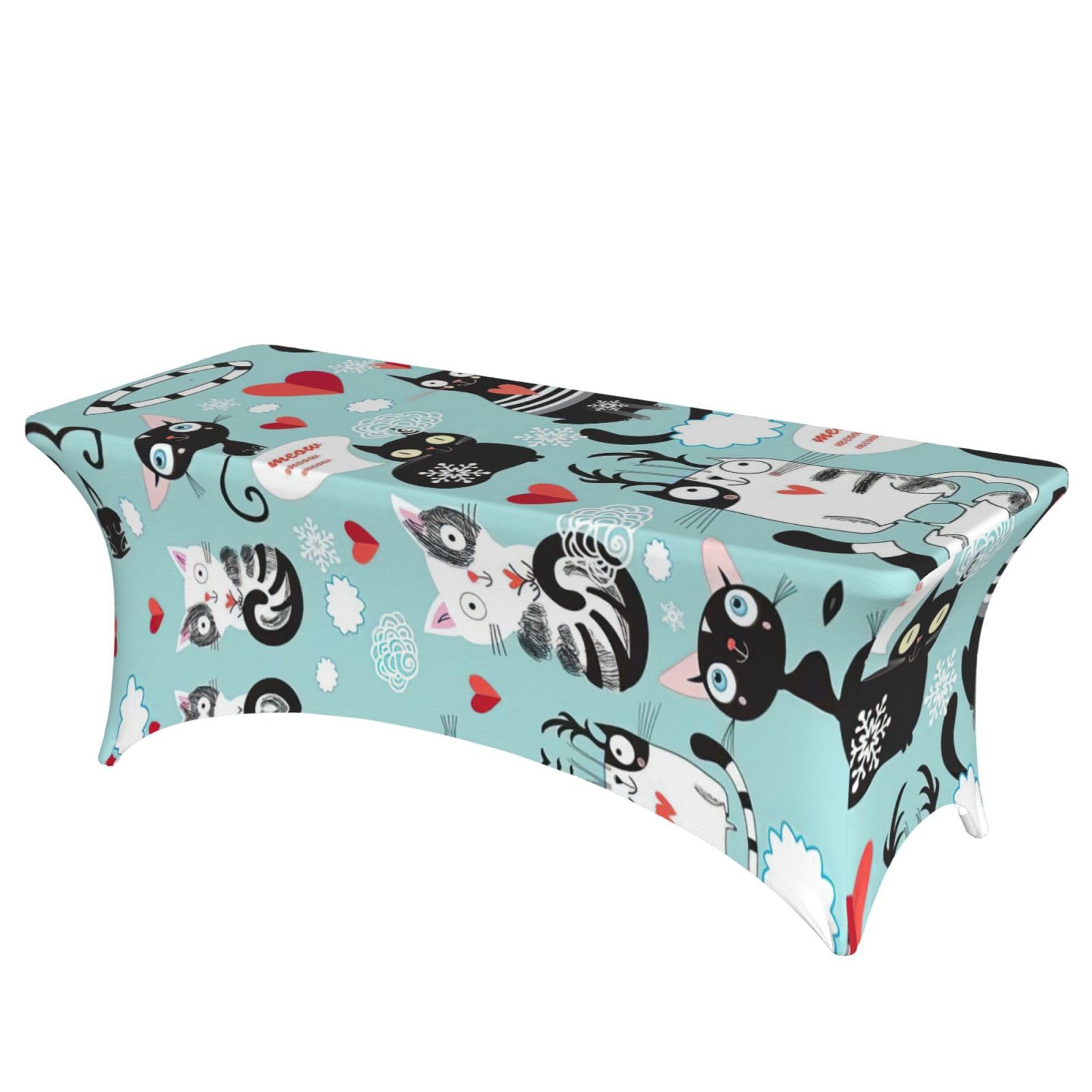 Nappe de table extensible chats noirs et blancs nappe sans pli lavable 1m80