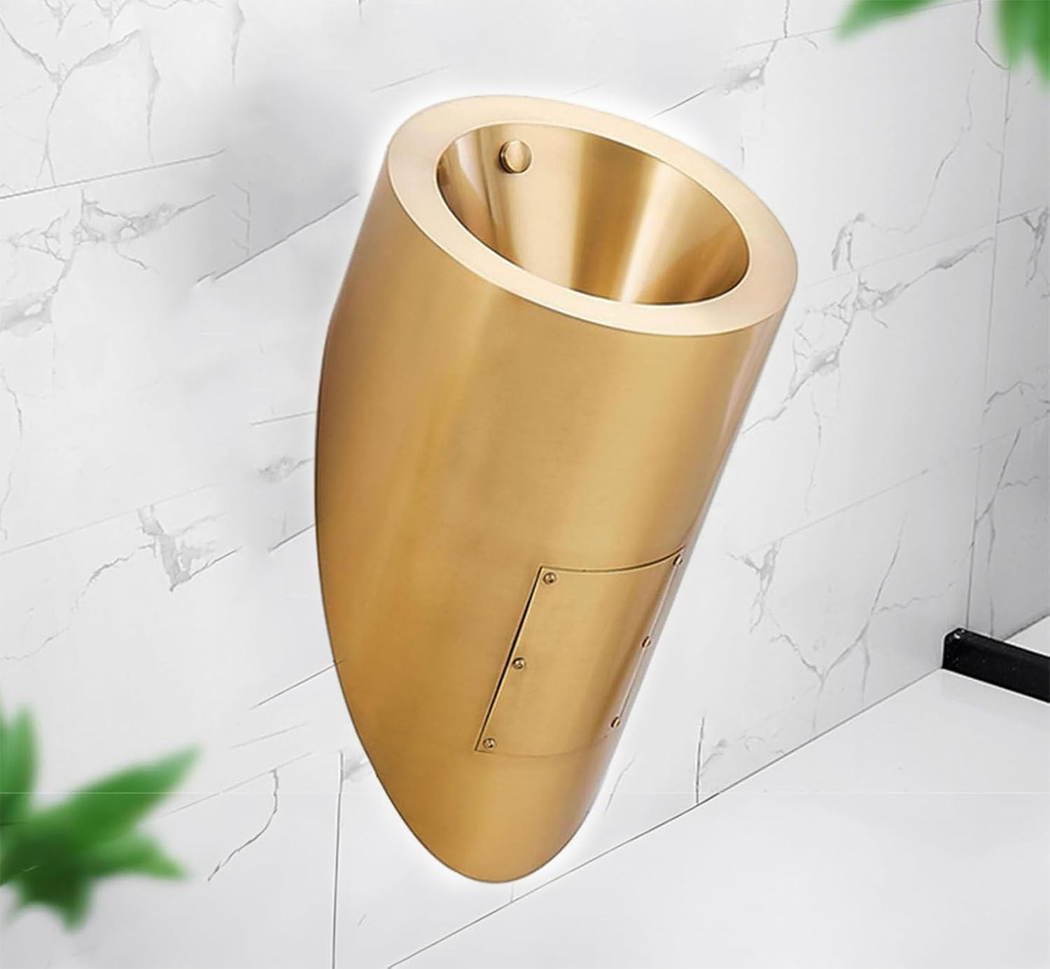 GTHTUHFD Urinal Troughs,Wall-Mounted Men'S Bathroom Urinal,Stainless Steel Urinal,Public Toilet Urinal,Automatic Sensor Urinal Toilet,Commercial Induction Flush Urinal,Black-,Gold-Urinal
