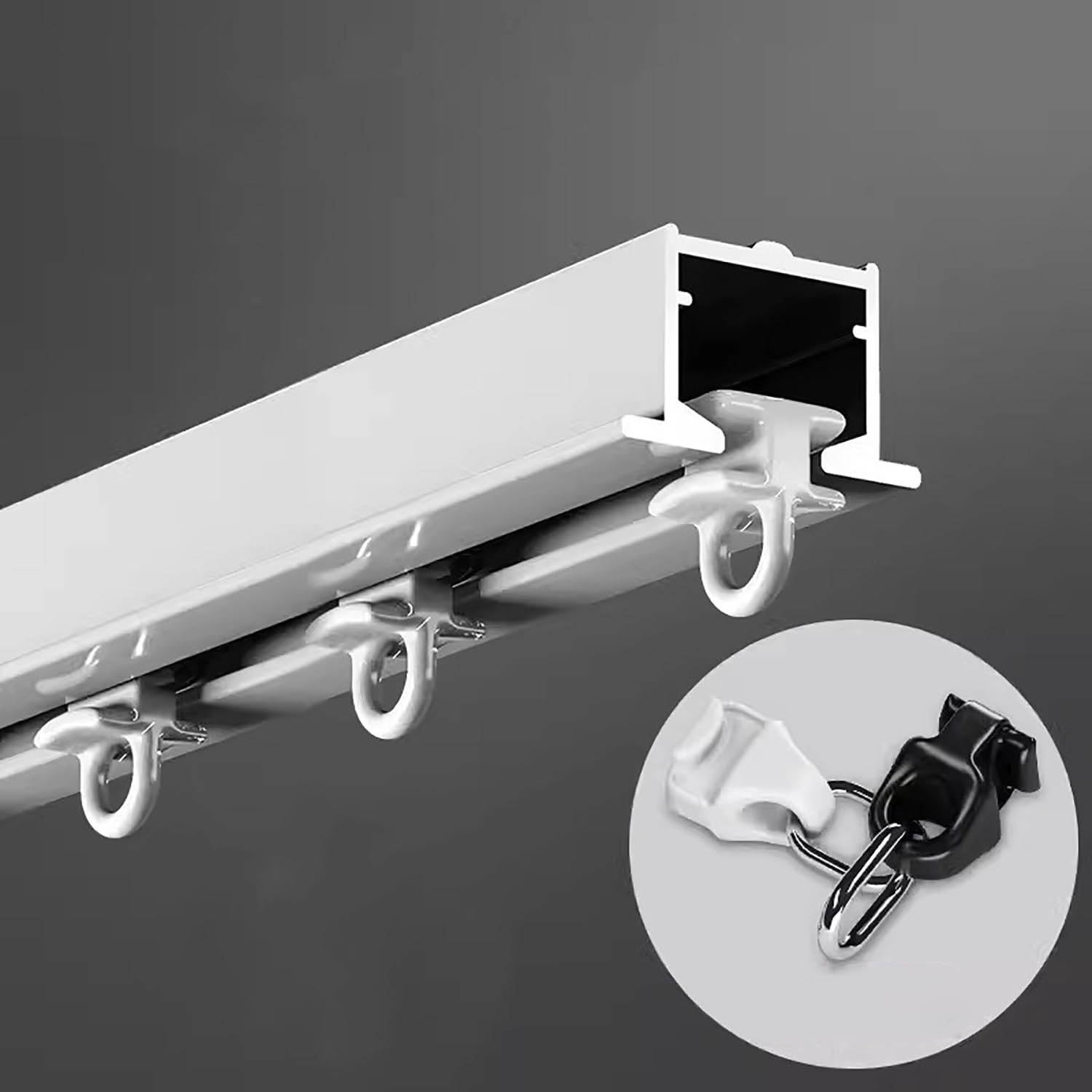 Tringle Rideau Décor de Piste de Rideau Invisible, Cadre de Plafond Suspendu Découpable pour Balcon/Hôpital/Salon, Tringles à Rideaux Encastrées en Alliage D'aluminium(White,260cm/102.4in/8.5ft)