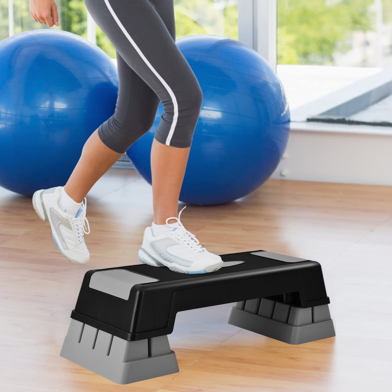 GYMAX Piattaforma Step Regolabile in 3 Altezze, Piattaforma Step Antiscivolo per Esercizio da Interno, Stepper per Esercizi Aerobica e Fitness a Casa, Ufficio o Palestra, Step da Aerobica Domestico