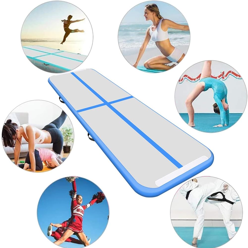 Air Turn Track Matte 3/4/5/6M Turnen Matten，Aufblasbar Gymnastikmatte Yogamatte Camping Trainingsmatte für Zuhause/Training/Tumbling/Yoga/Outdoor/Fitness，Rutschfest & Wasserdicht
