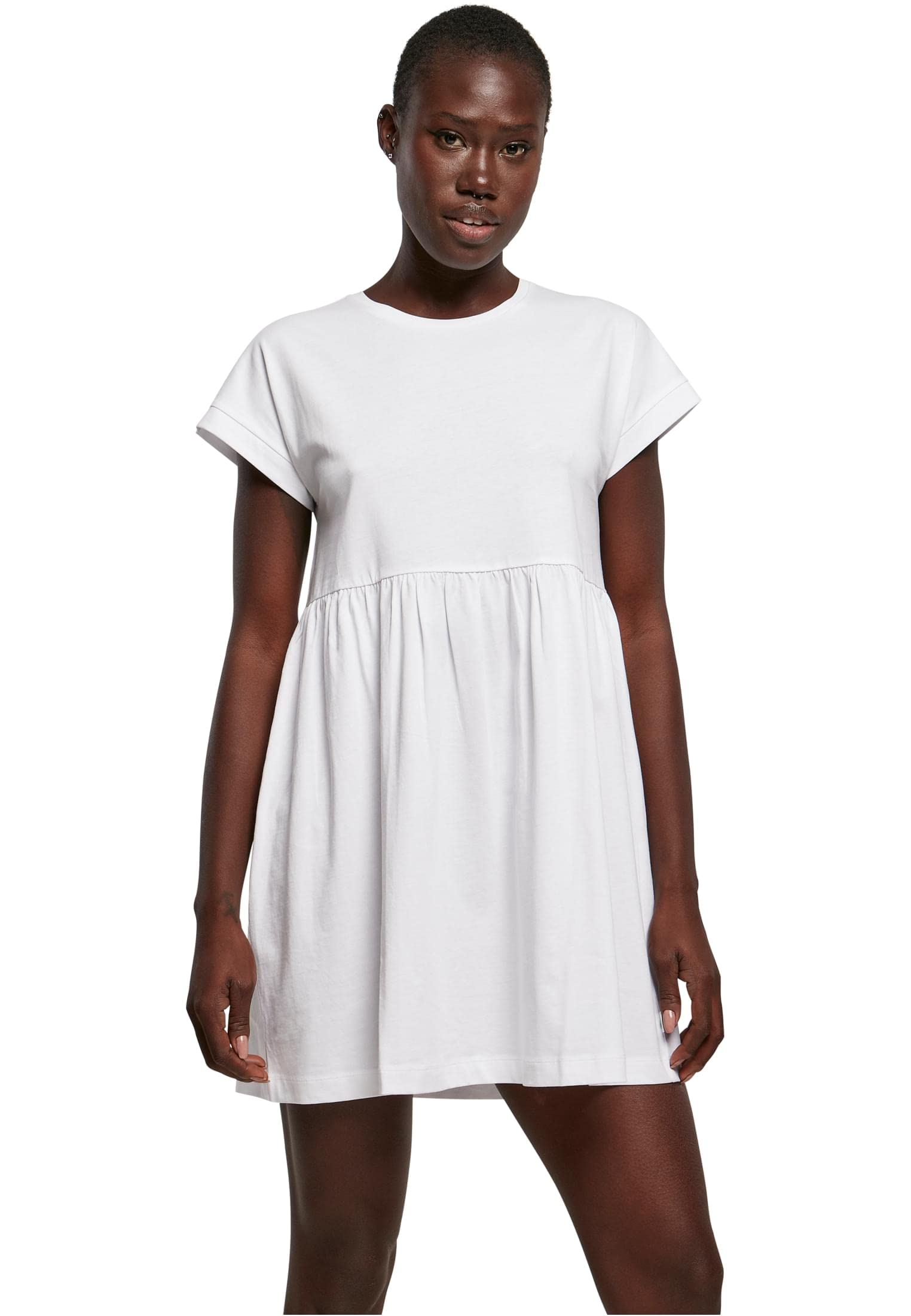 Urban Classics Women's Ladies Organic Empire Valance Tee Casual Dress, White, S, White, S