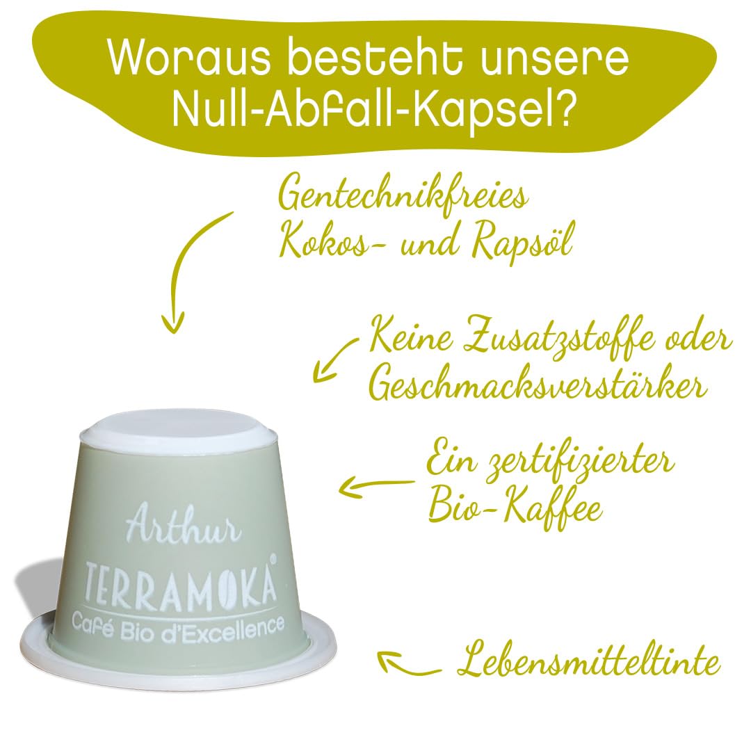 TERRAMOKA - Exzellenter entkoffeinierter Bio-Kaffee - 100% reiner Arabica aus Peru - Original und elegant - 60 Kapseln Kompatibel Zero Waste - Mister Nelson - Frankreich